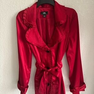 I.N. San Francisco Vibrant Red Ruffle Blouse